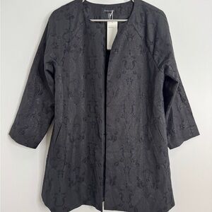 NWT Eileen Fisher Metallic Jacquard Collarless Jacket Small